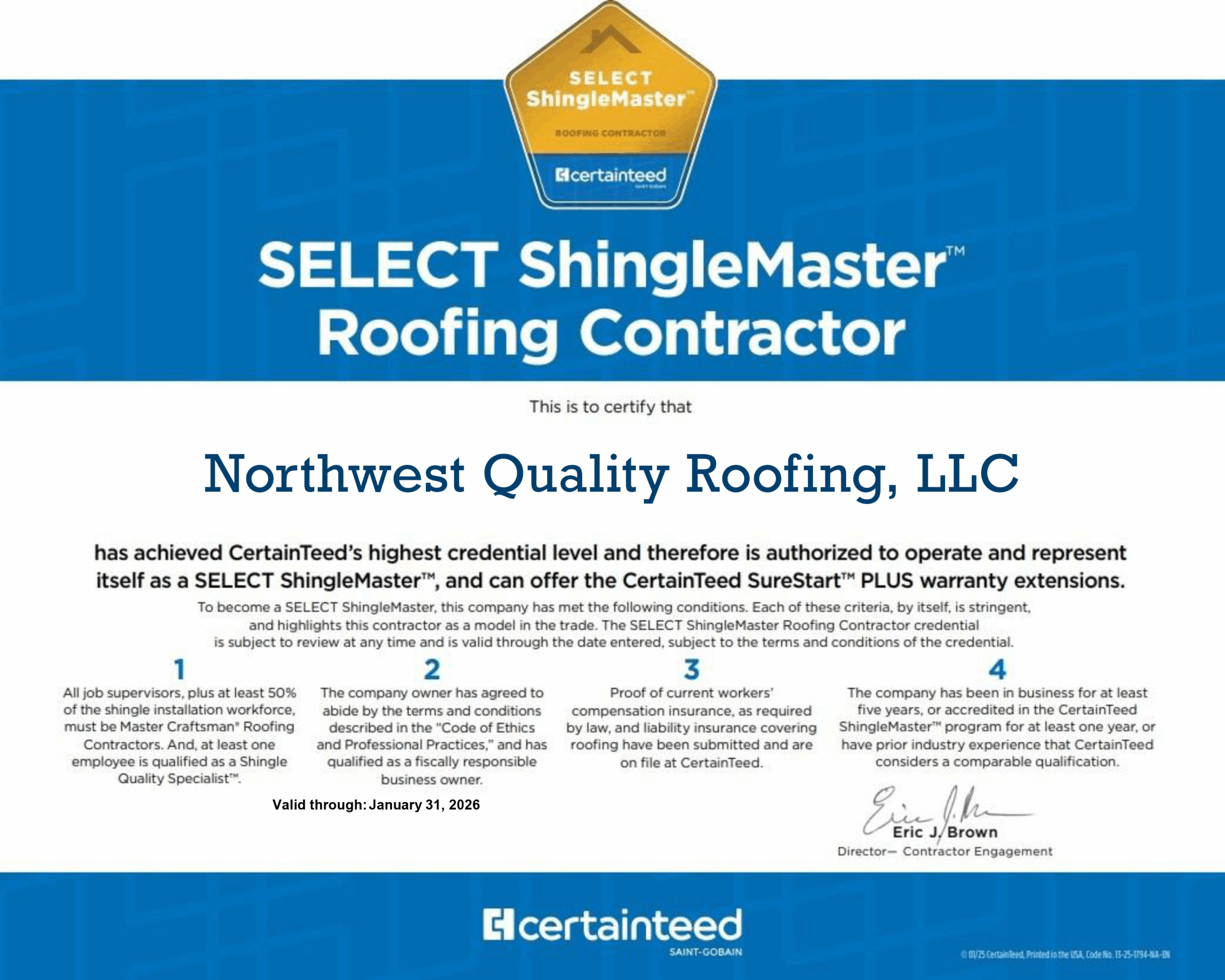 Select ShingleMaster & NWQR